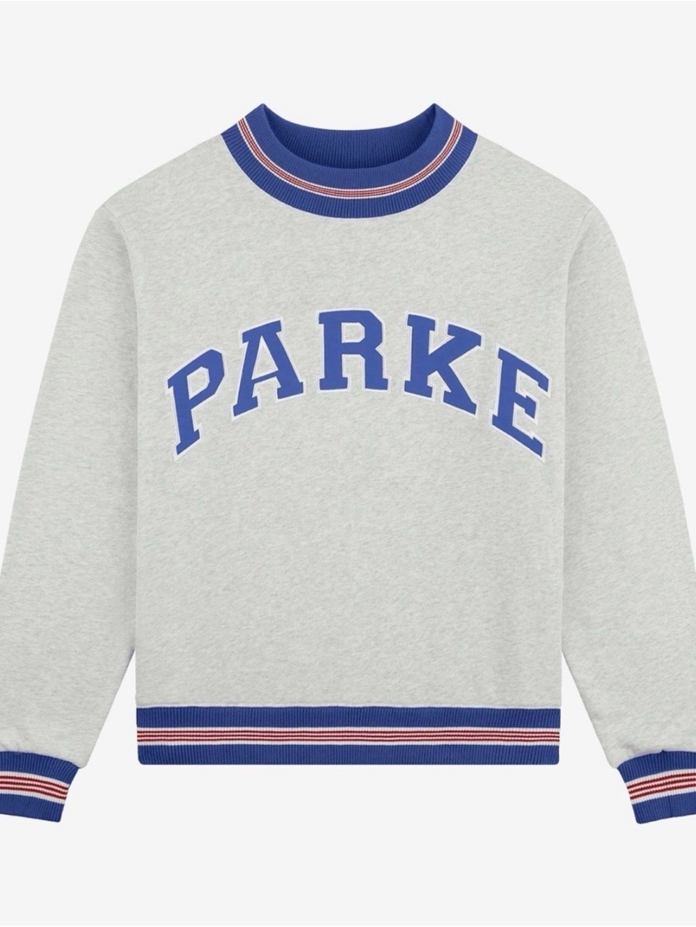 Parke Gray Cowl-Neck Sweatshirt with Blue Trim